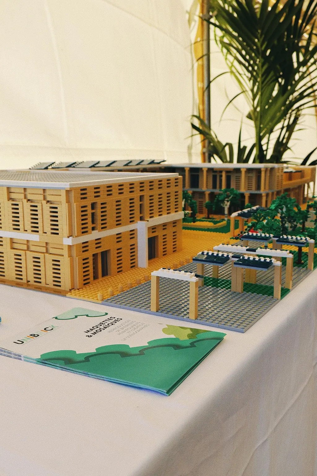 Brick model of the future Bios shopping centre on a presentation table