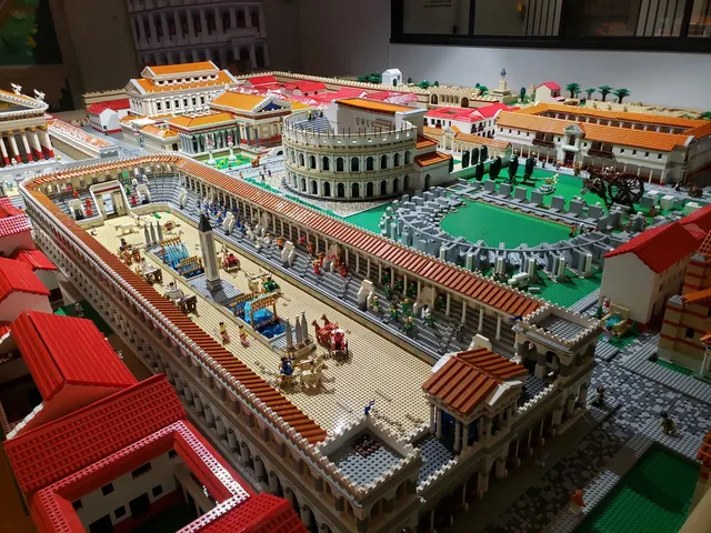 Historical reconstruction model in bricks displayed in a museum